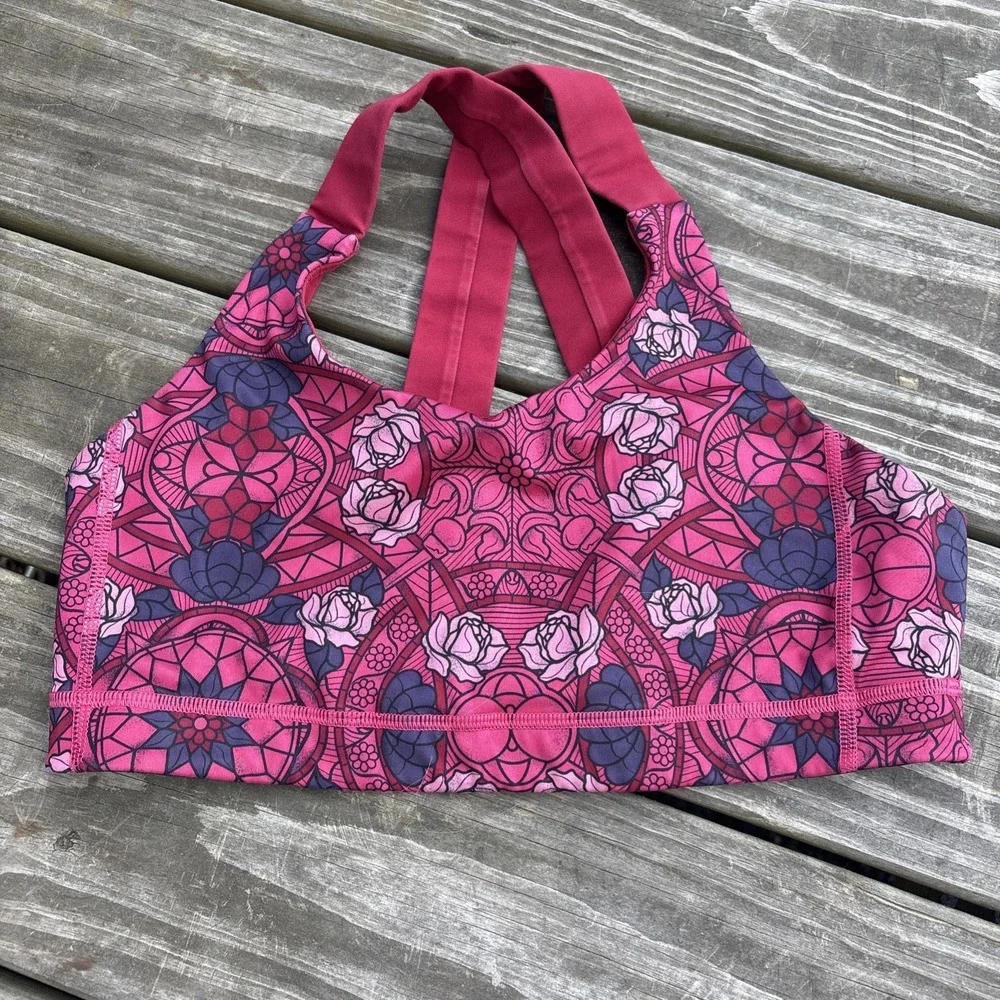 Lululemon All Sport Bra Pink Striped Size 10 Prisma Multi Guava Boom Juice